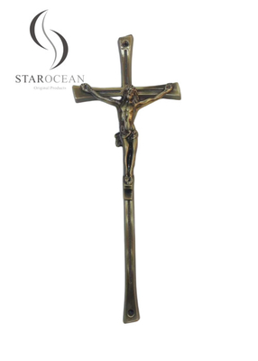 Salib pemakaman logam kuningan antik yang dapat disesuaikan 39 * 15cm Sertifikat SGS ZJ-01