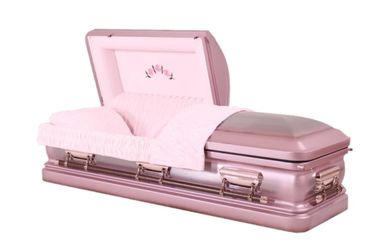 Urn Kotak Mati Berwarna Pink Velvet Metal Bentuk Baja 18 Gauge, Cahaya Merah Merah MC10
